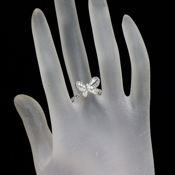 K18WG ダイヤモンド リング 0.65ct 蝶