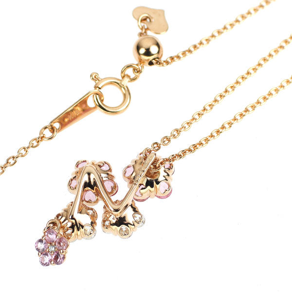 K18PG ピンクサファイア ダイヤモンド ペンダントネックレス 0.60ct D0.30ct フラワー