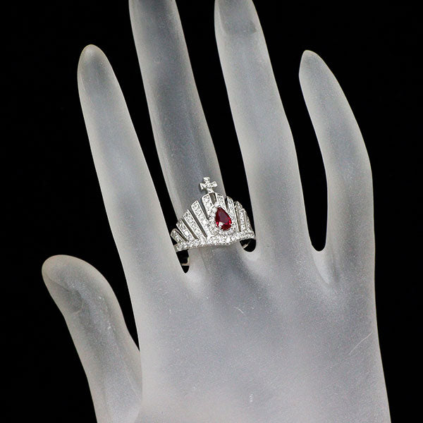 Pt900 ルビー ダイヤモンド リング 0.47ct 0.75ct ティアラ