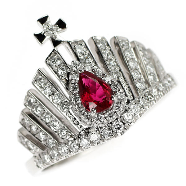 Pt900 ルビー ダイヤモンド リング 0.47ct 0.75ct ティアラ