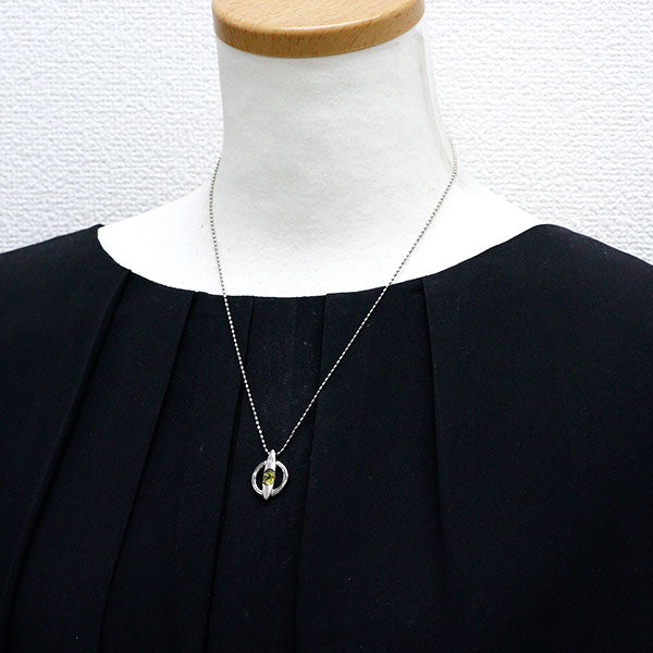 奥村佳彦 Pt900/ Pt850 スフェーン ダイヤモンド ペンダントネックレス 0.64ct D0.04ct