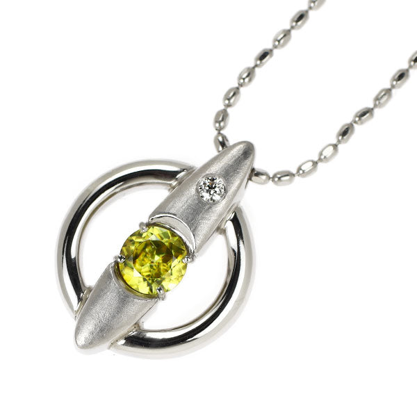 奥村佳彦 Pt900/ Pt850 スフェーン ダイヤモンド ペンダントネックレス 0.64ct D0.04ct