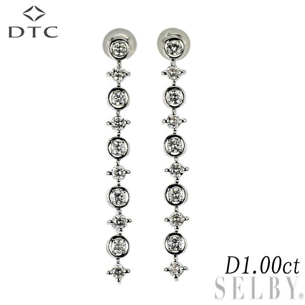 DTC K18WG ダイヤモンド ピアス 1.00ct LINE