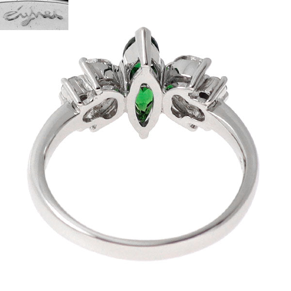 ジュネ Pt900 グリーンガーネット ダイヤモンド リング 0.59ct D0.55ct