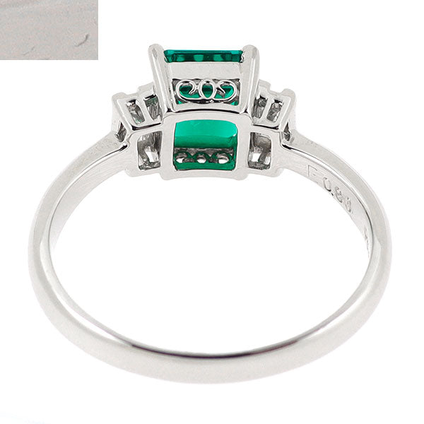 クレサンベール Pt900 再結晶エメラルド ダイヤモンド リング 0.80ct D0.28ct