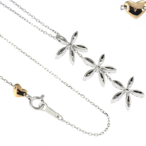 セイレーンアズーロ K18WG/PG ダイヤモンド ペンダントネックレス 0.50ct フラワー
