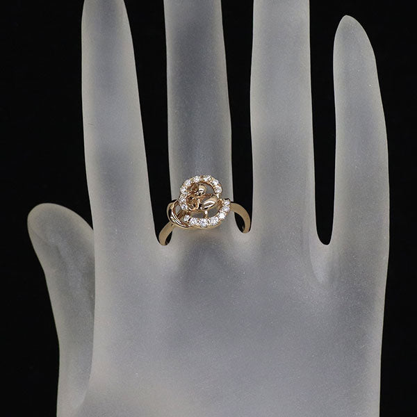 ヴァンドーム青山 K18PG ダイヤモンド リング 0.27ct フラワー 薔薇