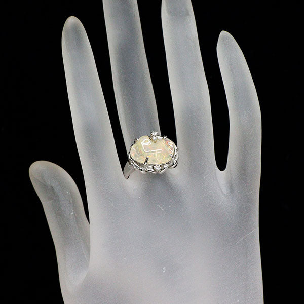 Pt900 オパール ダイヤモンド リング 5.01ct