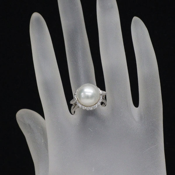 ミキモト Pt900 白蝶真珠 ダイヤモンド リング 径約12.1mm D0.58ct 陽刻ビンテージ 昭和風レトロ