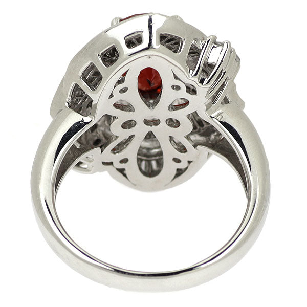 Pt900 ビルマ産 非加熱レッドスピネル ダイヤモンド リング 2.90ct D2.34ct