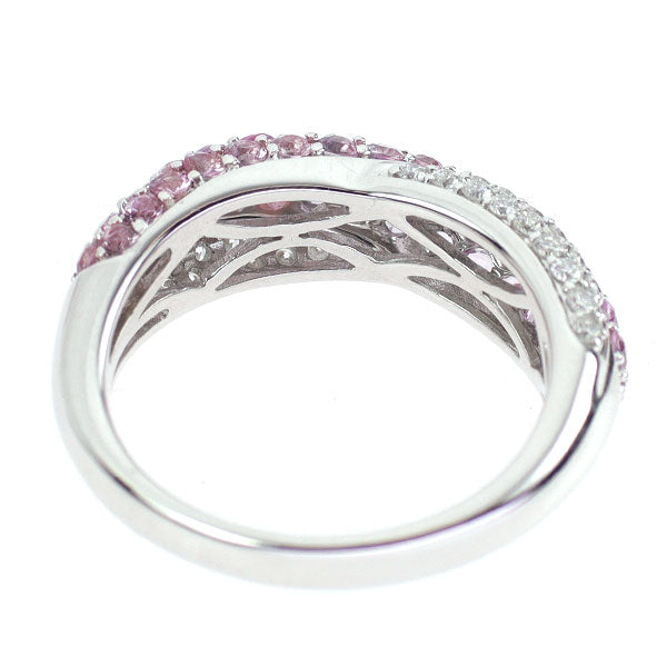 K18WG ピンクサファイア ダイヤモンド リング 1.20ct D0.25ct パヴェ