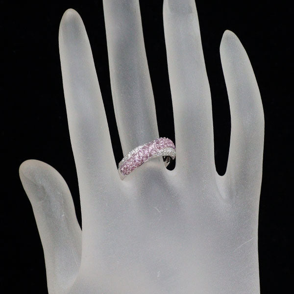 K18WG ピンクサファイア ダイヤモンド リング 1.20ct D0.25ct パヴェ