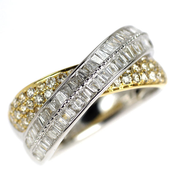 K18YG/WG ダイヤモンド リング 0.60ct D0.40ct