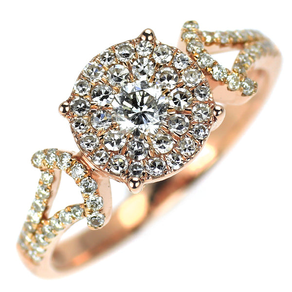 K18PG ラウンドブリリアント/シングルカット ダイヤモンド リング 0.60ct