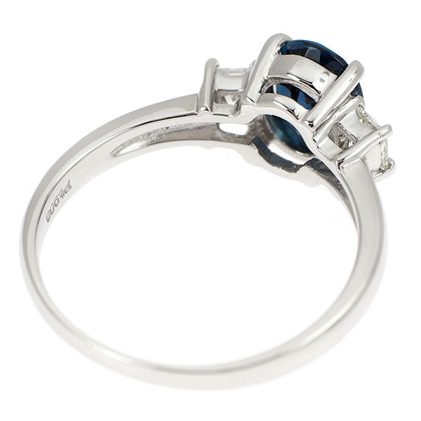 Pt900 インディゴライトトルマリン ダイヤモンド リング 1.04ct D0.30ct