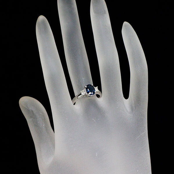 Pt900 インディゴライトトルマリン ダイヤモンド リング 1.04ct D0.30ct
