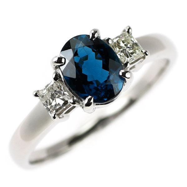 Pt900 インディゴライトトルマリン ダイヤモンド リング 1.04ct D0.30ct