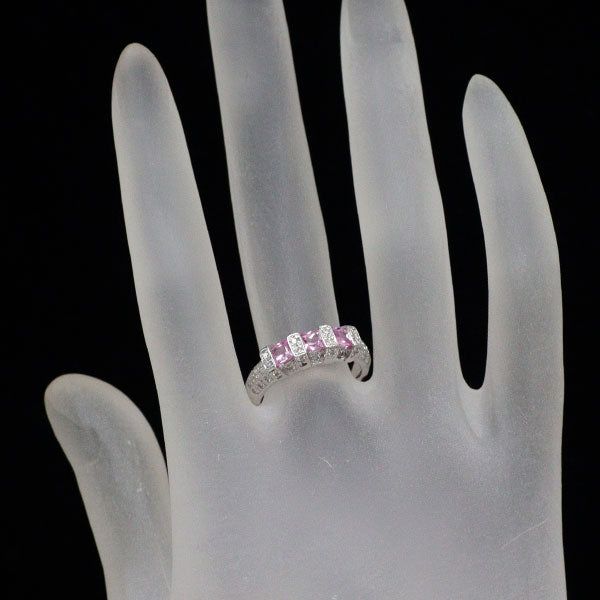 K18WG ピンクサファイア ダイヤモンド リング 0.78ct D0.28ct