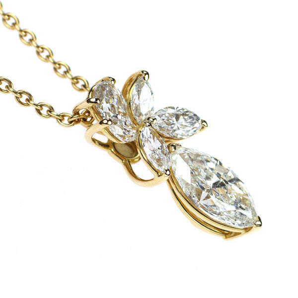 平和堂貿易 K18YG マーキス ダイヤモンド ペンダントネックレス 2.031ct D1.21ct