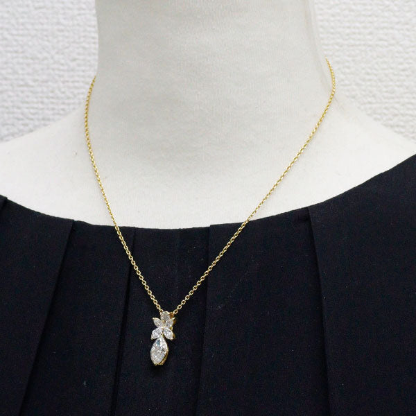 平和堂貿易 K18YG マーキス ダイヤモンド ペンダントネックレス 2.031ct D1.21ct