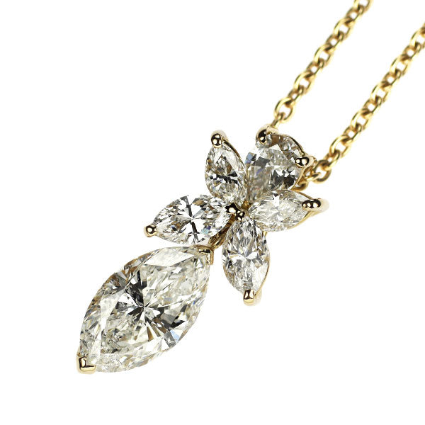 平和堂貿易 K18YG マーキス ダイヤモンド ペンダントネックレス 2.031ct D1.21ct