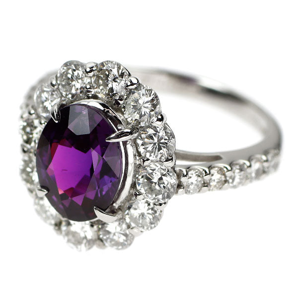 Pt950 パープルサファイア ダイヤモンド リング 2.68ct D1.88ct