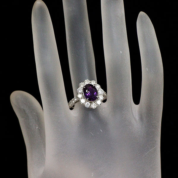 Pt950 パープルサファイア ダイヤモンド リング 2.68ct D1.88ct