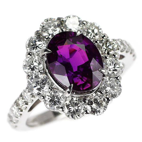 Pt950 パープルサファイア ダイヤモンド リング 2.68ct D1.88ct