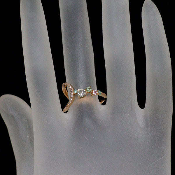 K18PG ダイヤモンド カラーストーン リング 0.33ct D0.08ct G0.05ct S0.04ct
