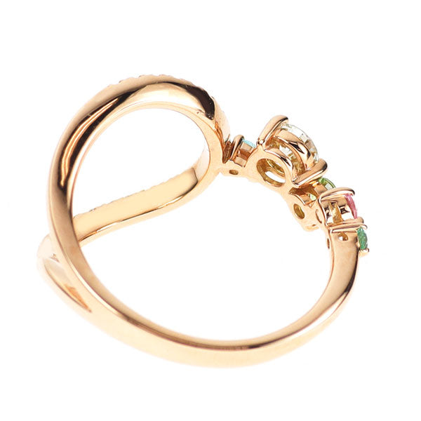 K18PG ダイヤモンド カラーストーン リング 0.33ct D0.08ct G0.05ct S0.04ct