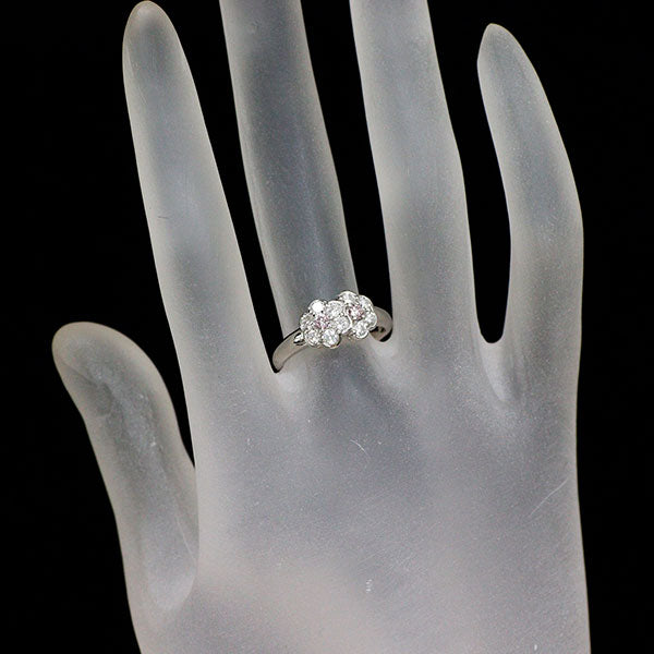 Pt900 天然ピンク/カラーレス ダイヤモンド リング 0.66ct フラワー