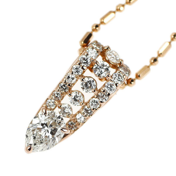 K18PG ペアシェイプ ダイヤモンド ペンダントネックレス 0.528ct D0.40ct