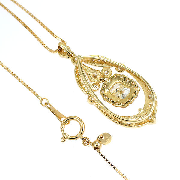K18YG ラディアントカット ダイヤモンド ペンダントネックレス 1.013ct 0.60ct
