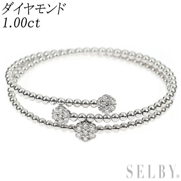 K18WG ダイヤモンド バングル 1.00ct 形状記憶