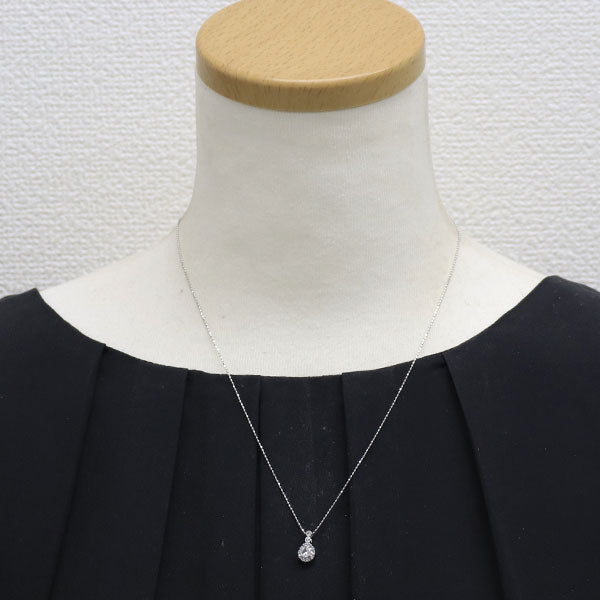 K18WG ローズカットペアシェイプ ダイヤモンド ペンダントネックレス 0.10ct D0.08ct