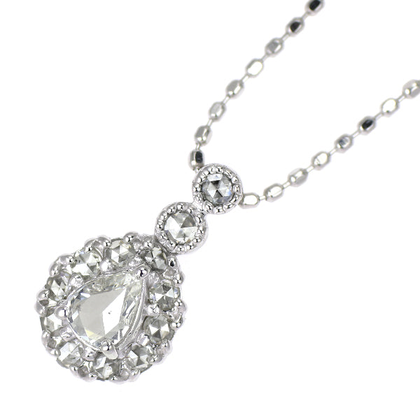 K18WG ローズカットペアシェイプ ダイヤモンド ペンダントネックレス 0.10ct D0.08ct