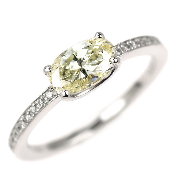 Pt900 オーバル ダイヤモンド リング 1.012ct D0.10ct