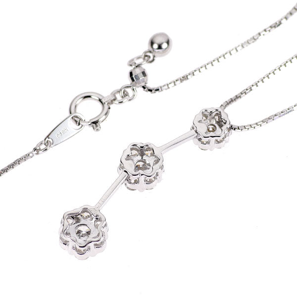 K18WG ダイヤモンド ペンダントネックレス 1.01ct フラワー