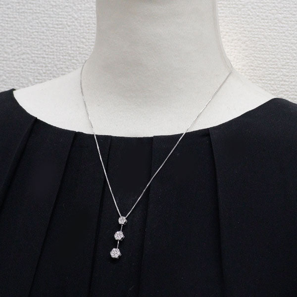 K18WG ダイヤモンド ペンダントネックレス 1.01ct フラワー
