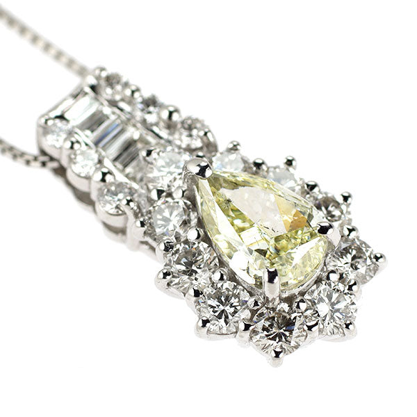 Pt900/Pt850 ペアシェイプカット ダイヤモンド ペンダントネックレス 1.178ct D1.43ct