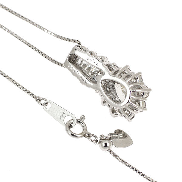 Pt900/Pt850 ペアシェイプカット ダイヤモンド ペンダントネックレス 1.178ct D1.43ct