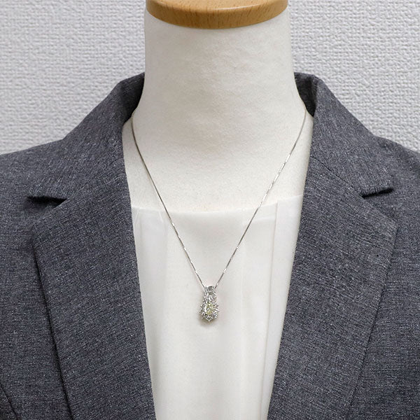 Pt900/Pt850 ペアシェイプカット ダイヤモンド ペンダントネックレス 1.178ct D1.43ct
