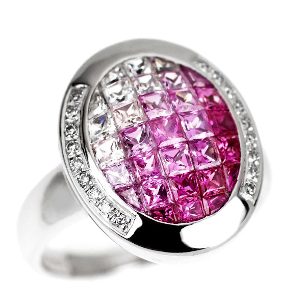 K18WG ピンク サファイア ダイヤモンド リング 2.80ct D0.09ct ミステリーセッティング