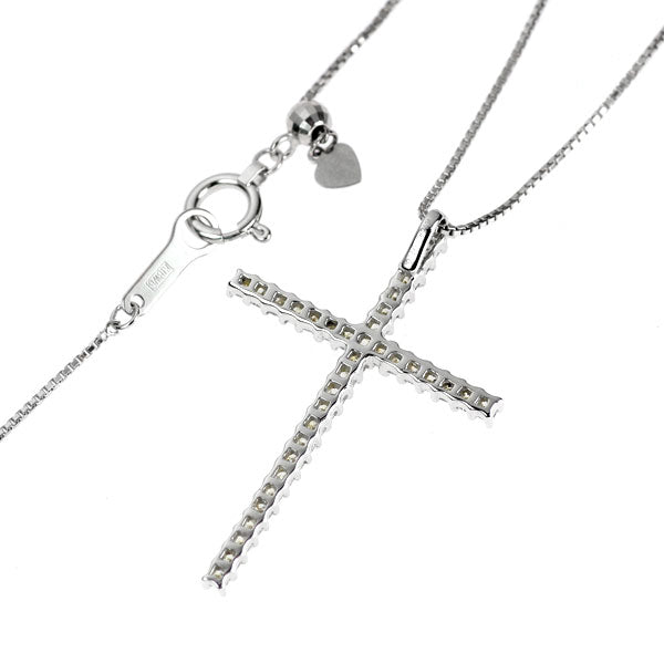 K18WG ダイヤモンド ペンダントネックレス 1.00ct クロス