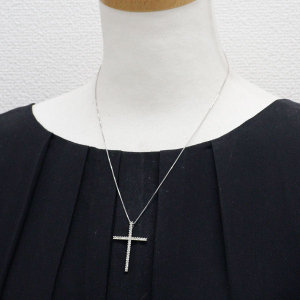 K18WG ダイヤモンド ペンダントネックレス 1.00ct クロス