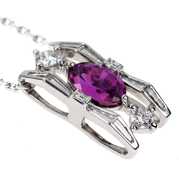 Dr.Handa GEM Pt900/ Pt850 スリランカ産 非加熱パープルサファイア ダイヤモンド ペンダントネックレス 2.48ct D1.01ct