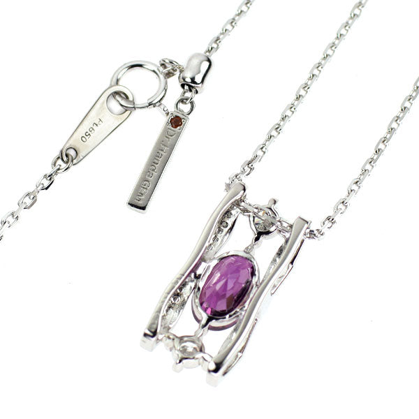 Dr.Handa GEM Pt900/ Pt850 スリランカ産 非加熱パープルサファイア ダイヤモンド ペンダントネックレス 2.48ct D1.01ct