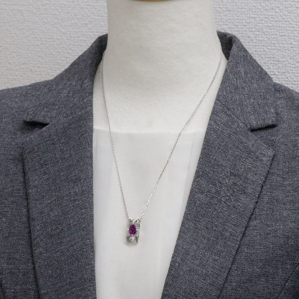 Dr.Handa GEM Pt900/ Pt850 スリランカ産 非加熱パープルサファイア ダイヤモンド ペンダントネックレス 2.48ct D1.01ct