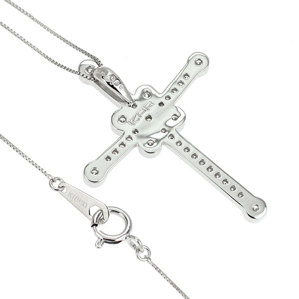 K18WG ダイヤモンド ペンダントネックレス 0.26ct クロス