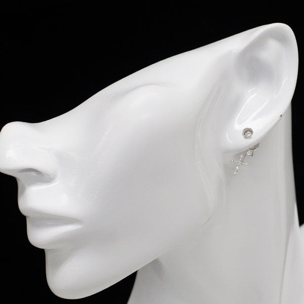 K18WG ダイヤモンド ピアス 0.30ct クロス 2way